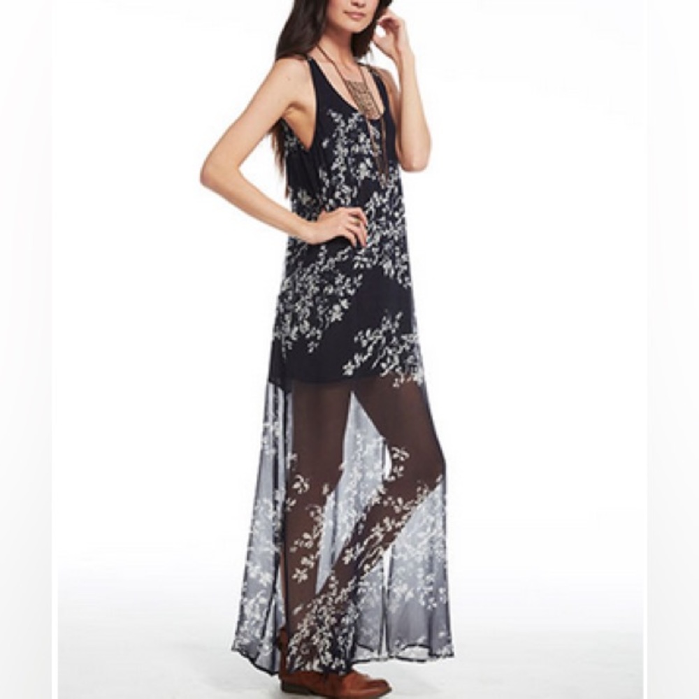 NEW SZ XS Chaser Silk Open Back Sheer Maxi